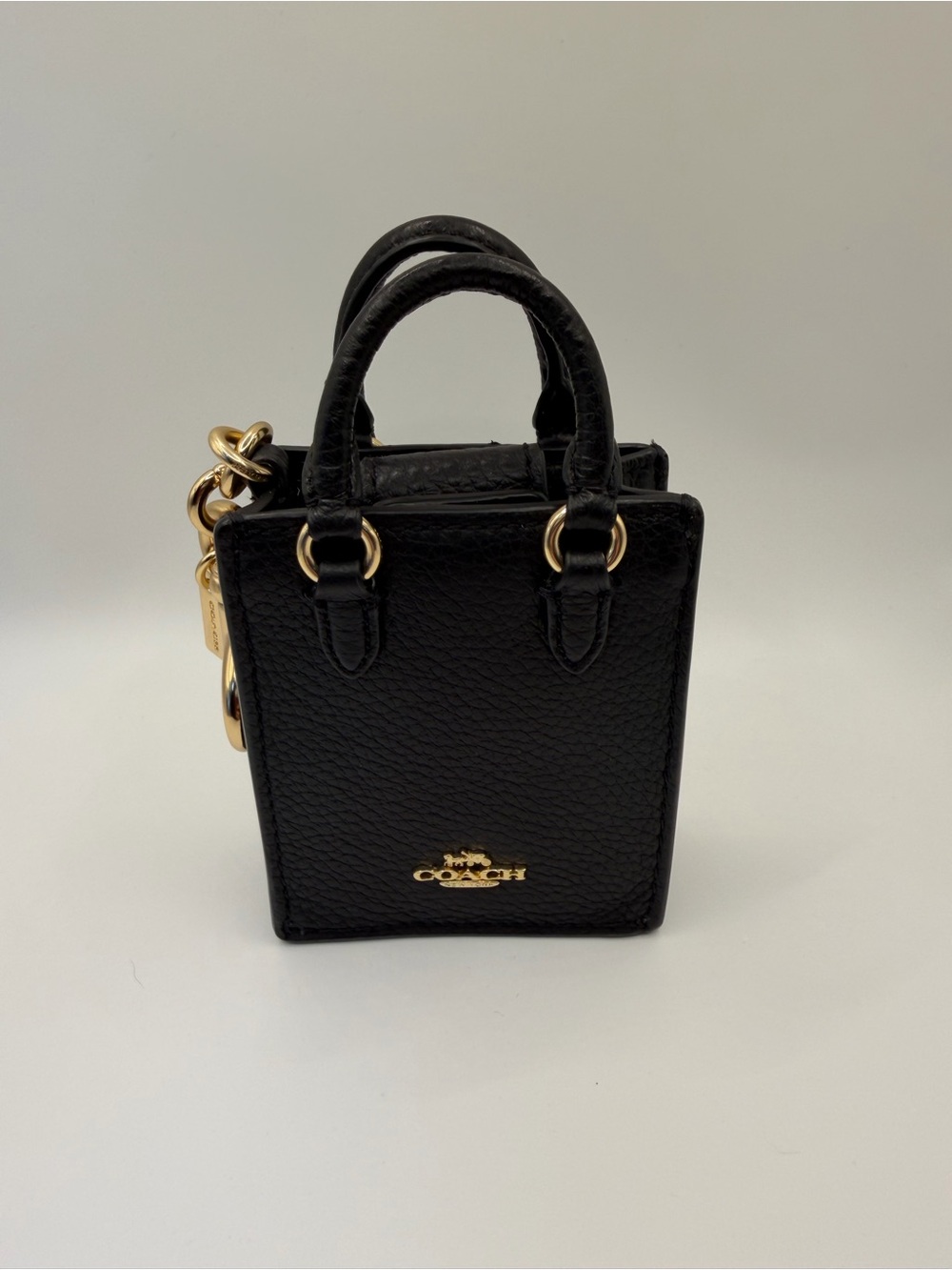 Coach Black Pebble Leather Mini Tote with Gold Hardware